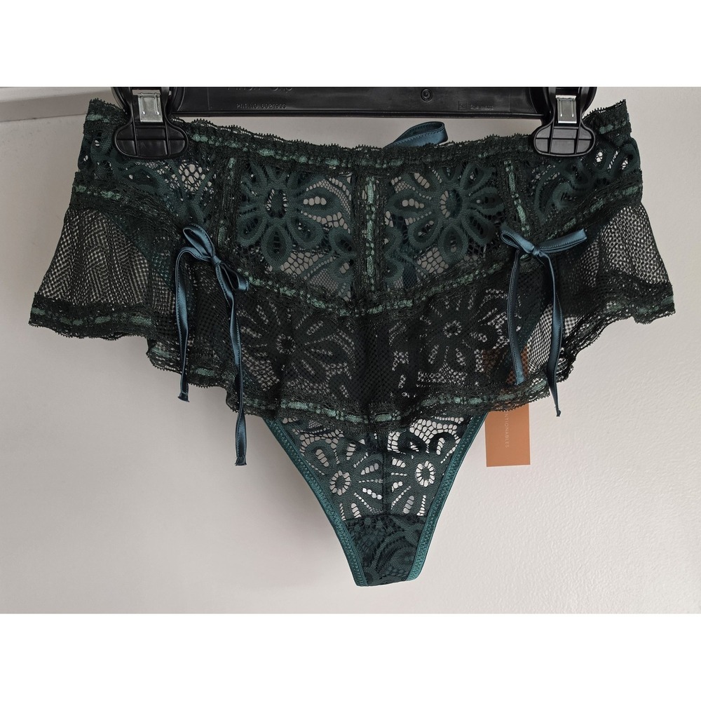 NWT Mentionables Panties Green Floral Lingerie Romantic Underwear Brief Hipster